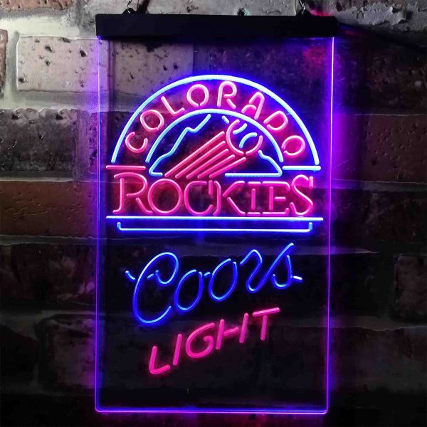 Colorado Rockets Coors Light Dual LED Neon Light Sign